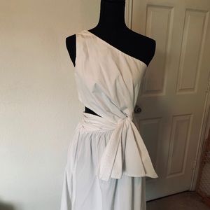 H&M White One Shoulder Midi Dress